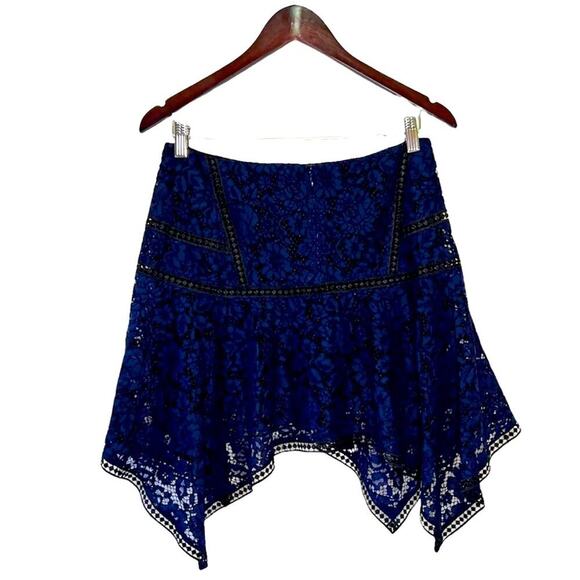 NWT Veronica Beard Aura Asymmetrical skirt in black/blue 10 - Picture 4 of 4